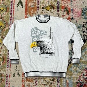 Vintage 1980s Victoria, Canada Bald Eagle Tourism 80s Crewneck Sweatshirt
